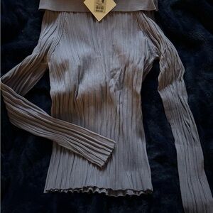 Ribbed Off-Shoulder Sweater